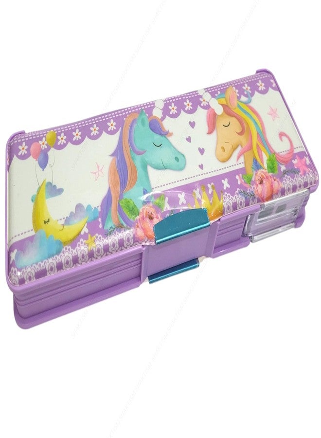 SHAKTISM Unicorn Magnetic Geometry Box, Multifunctional Pencil Case with Sharpener, School Stationery Organiser (Unicorn Purple) - Image 4